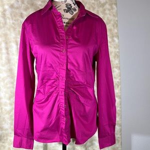 Pink , New York and Company, long sleeve button down front shirt.